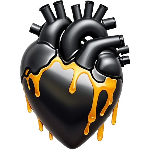 black oil heart melts emoji