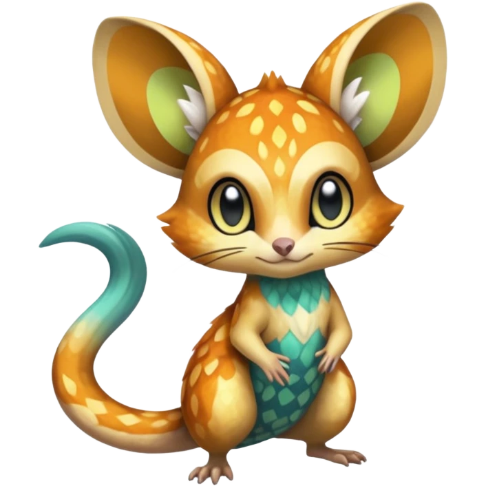 Shiny furry scaley Meloetta-Vernid-Trico-Gerbil-Genet-Pokémon-Fakémon-hybrid-fusion-creature emoji