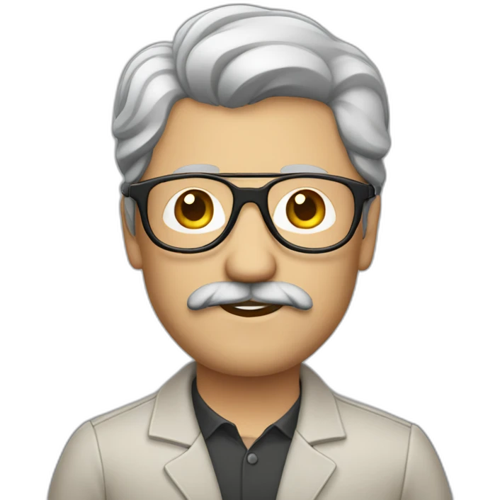 one brown-hair middle aged male designer with moustache glasses emoji