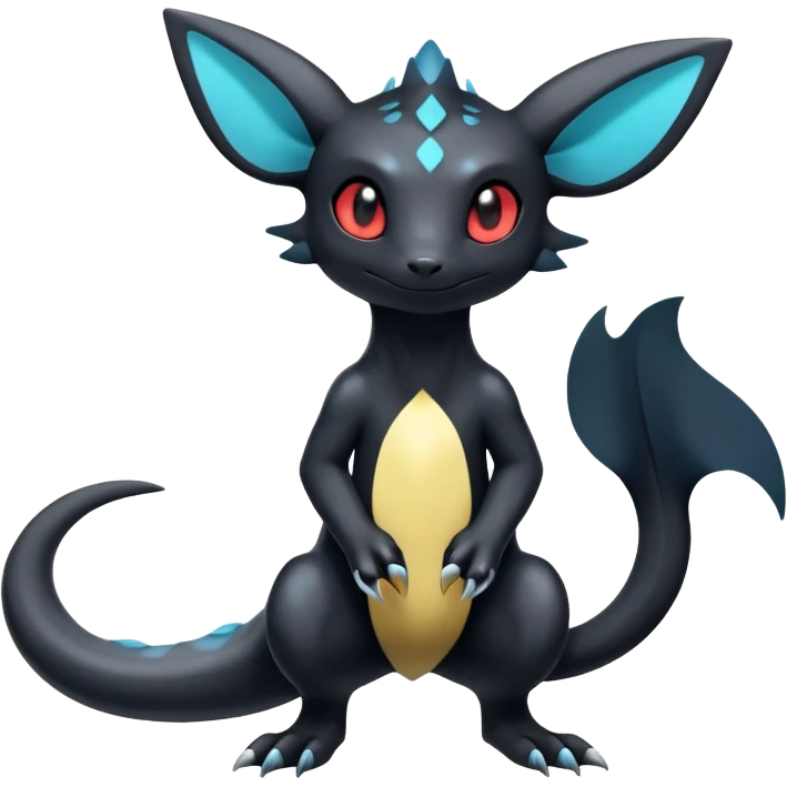 Shiny Exotic Cool Cute Salandit-Umbreon-Quilava-Fakémon-hybrid-creature (full body)  emoji