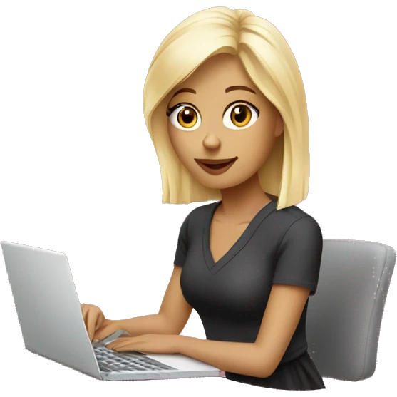 Graphic designer blonde girl with Pink laptop  emoji