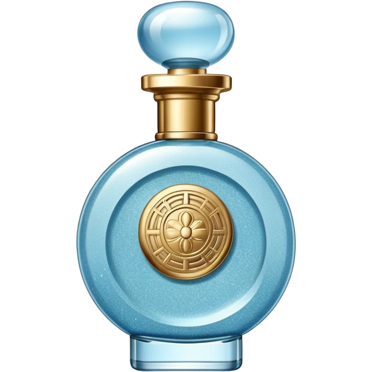 Light blue vintage perfume with gold glitter  emoji