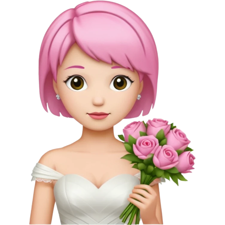 pink short haired bride with bouqet emoji