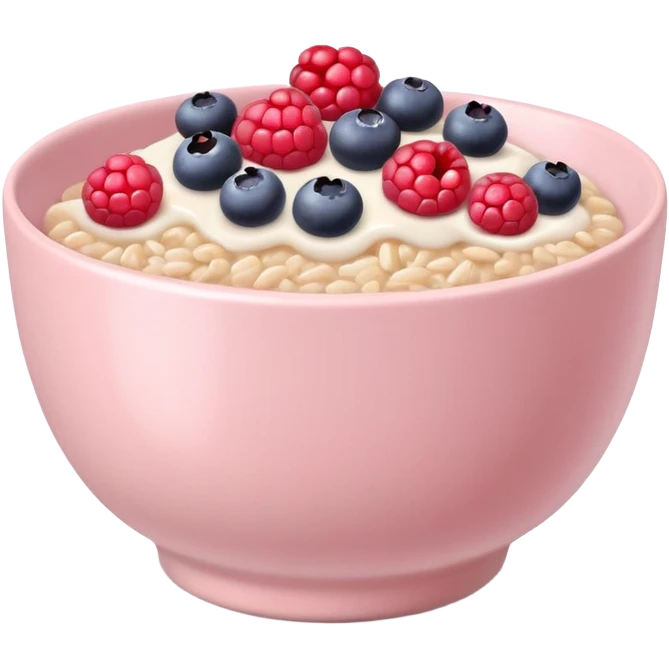 Porridge with berries in a pale pink bowl  emoji