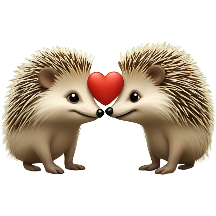 2 hedgehog emojis touching noses with a heart between them emoji