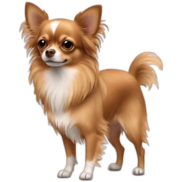 Long haired brown mulititone Chihuahua emoji