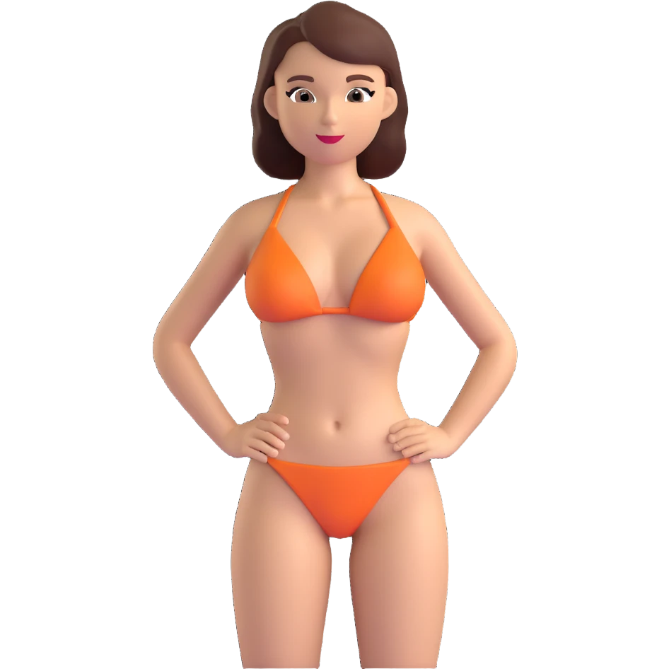 woman in bikini posing as model, simple background emoji