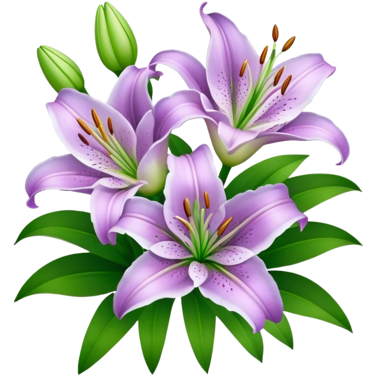 bouquet Light Purple Lily, luxuriant, leaf, bud emoji