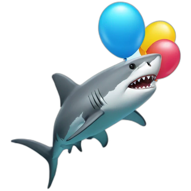 shark holding balloons emoji