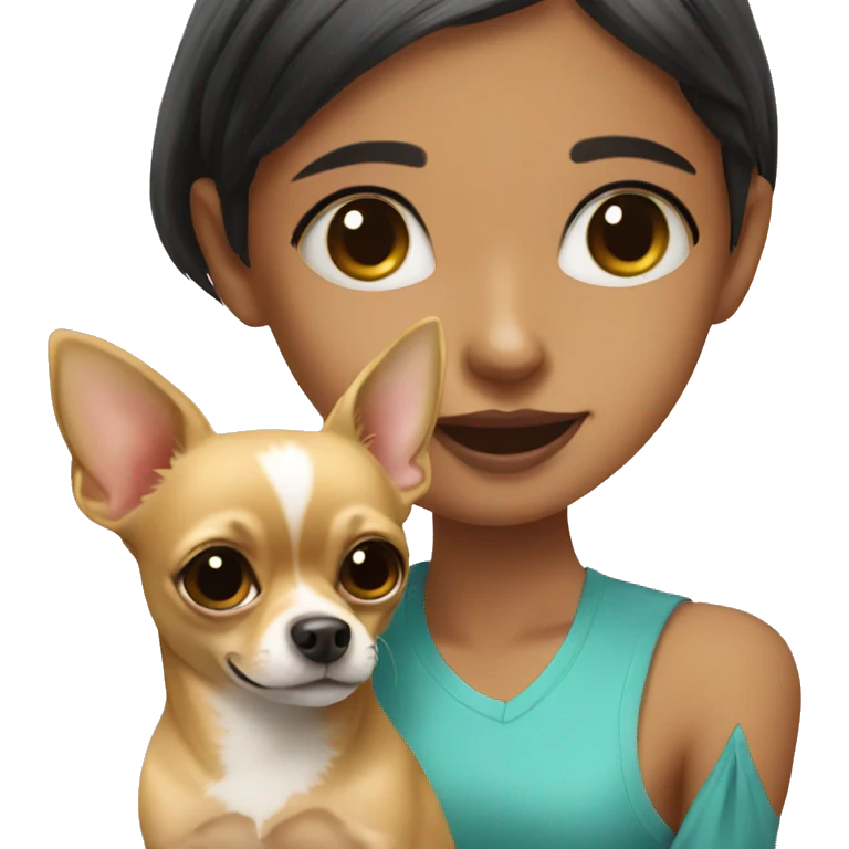 chihuahua with a girl emoji