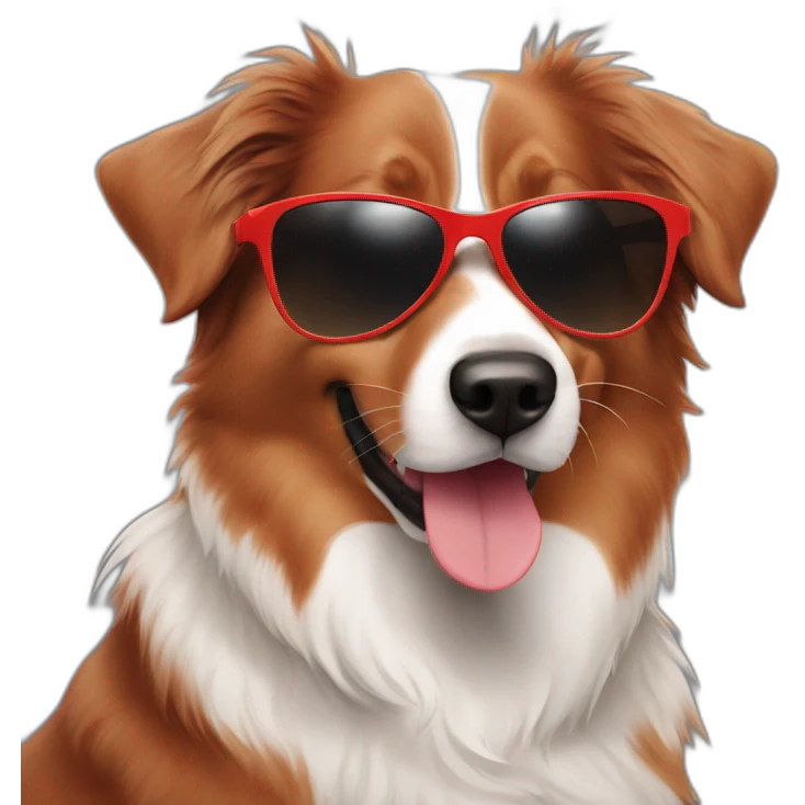 red australian shepherd with sunglasses emoji