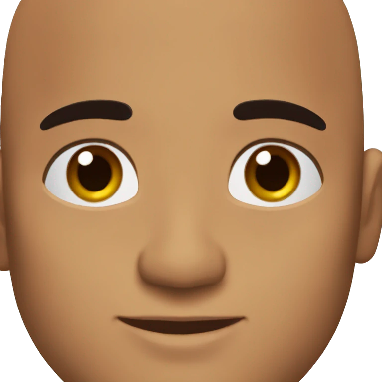 Brown eyebrows brown skin man brown eyes bald emoji