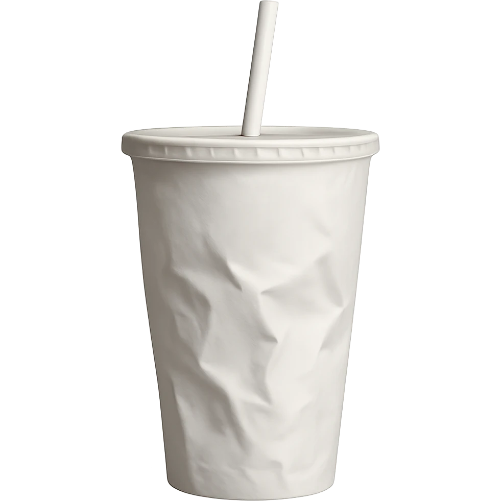 plain white soda cup, slightly crumpled, fast food restaurant emoji