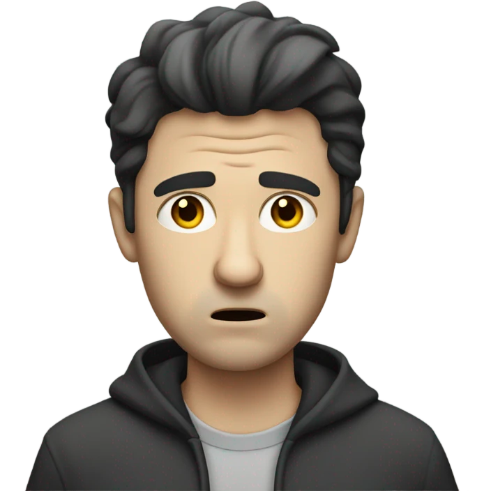 white man, dark hair, bard confused emoji