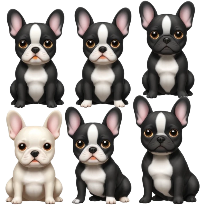Чёрно Белый французский бульдог в разных позах emoji