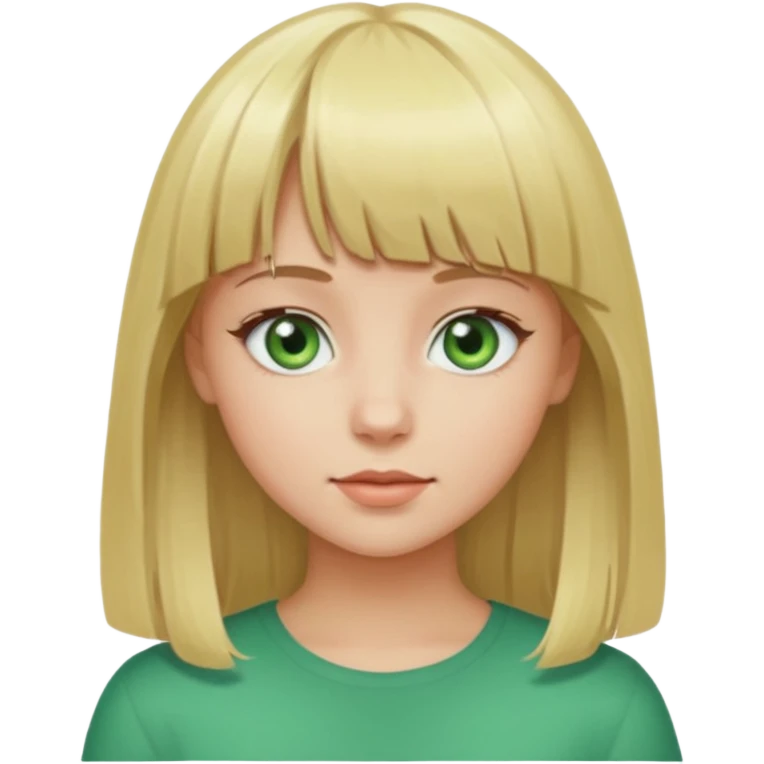 Ragazza bionda con la frangetta con gli occhi verde chiaro emoji