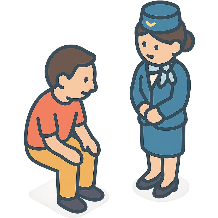 человек кивает стюардессе emoji