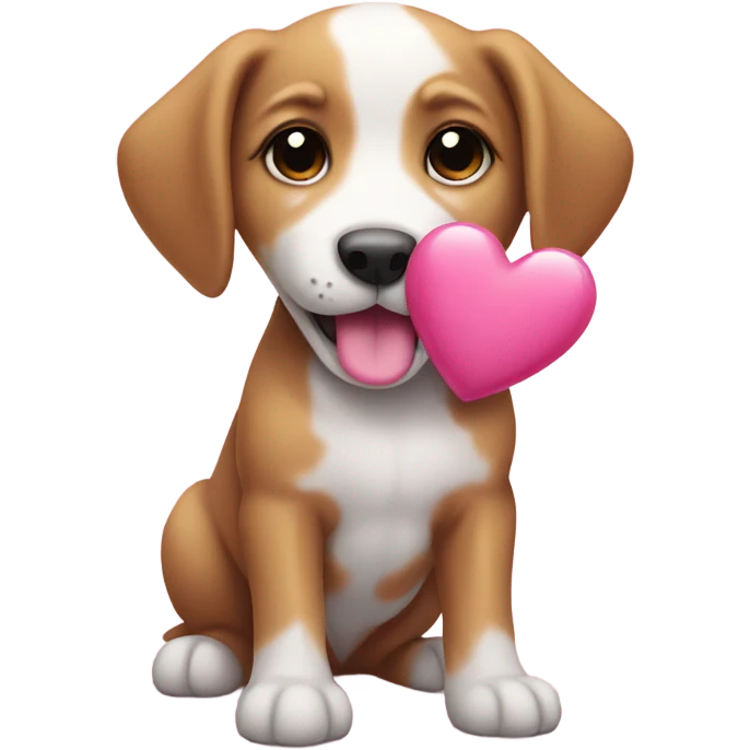puppy with pink heart emoji