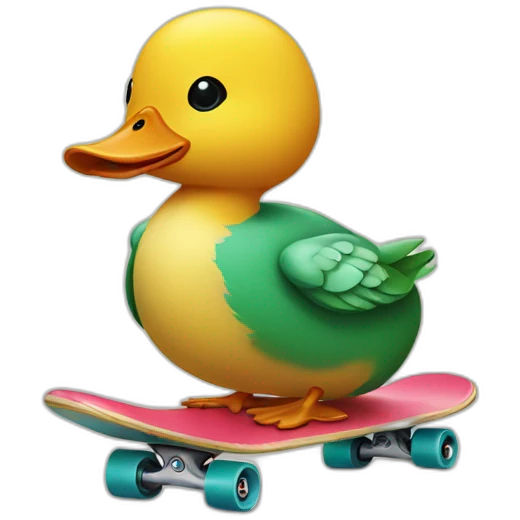 Duck with a skateboard emoji
