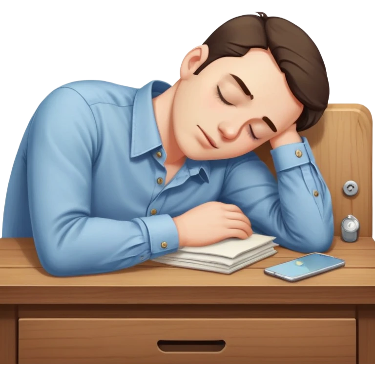 man sleeping on a desk emoji
