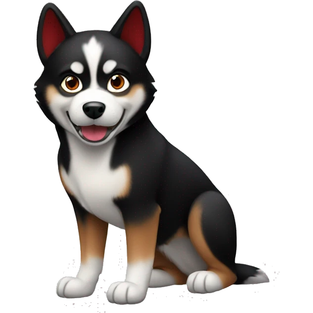 A red and black husky dog  emoji
