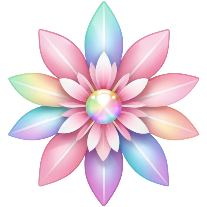 Cute Pastel pink and white Cherry Blossom Sakura Starburst Iridescent Rainbow emoji