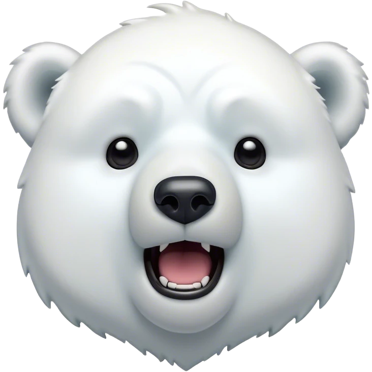 Cinematic Comical Polar Bear Portrait Emoji, Head tilted dramatically with an exaggeratedly shocked expression, featuring a robust, snowy build with wide, comically expressive eyes full of humorous disbelief, Simplified yet hilariously expressive features, highly detailed, glowing with a slightly sassy polar glow, high shine, dramatic yet playful, stylized with an air of quirky arctic attitude, soft glowing outline, capturing the essence of a meme-worthy polar bear that appears ready to side-eye its way into viral fame! emoji