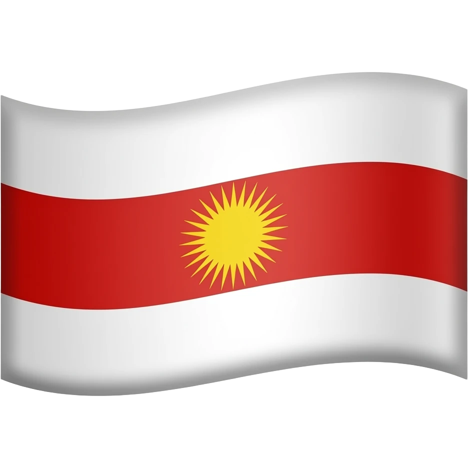 Yezidische flagge ist oben ist weiß Mitte ist rot und Mitte ist Sonne unten ist weiß emoji