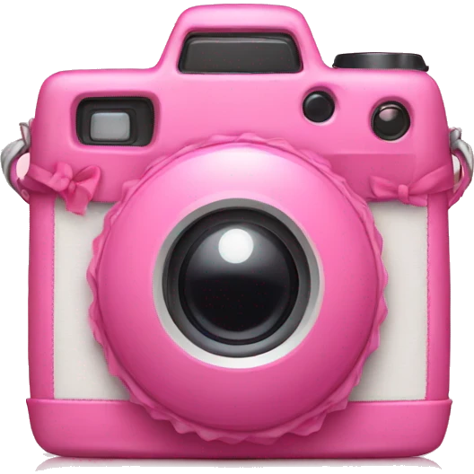 Pink camera with a bow on it emoji