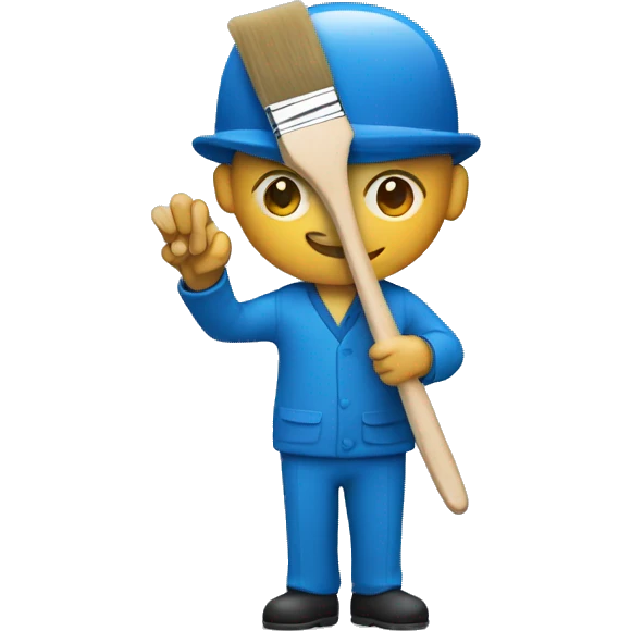 MAN IN BLUE CHACHET HOLDING A PAINT BRUSH emoji