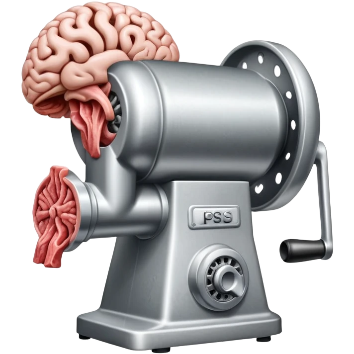 a brain going through a meat grinder emoji