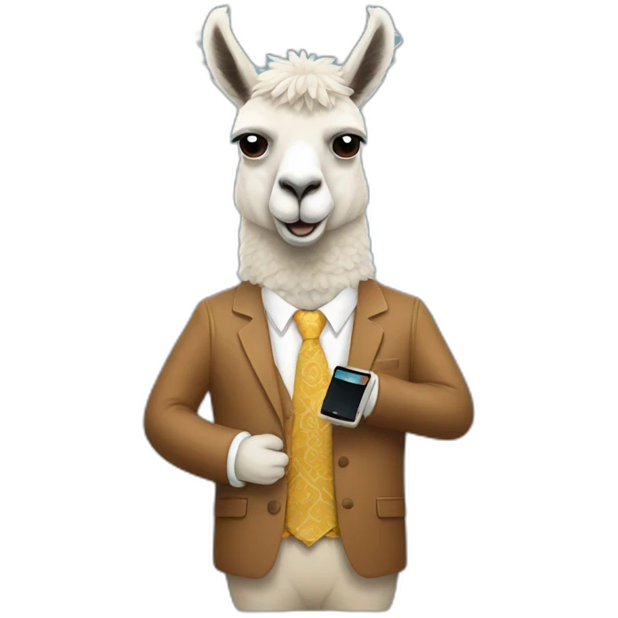 llama de traje con un celular  emoji