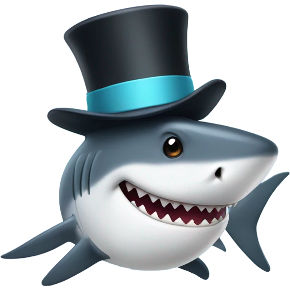 cute Shark with a top hat emoji