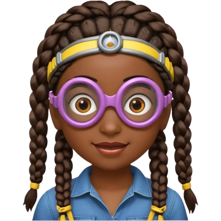 Minion emoji and a smurk like this emoji but a minion so basically that emoji with the goggles and the hair and not a funny head shape 😏  black girl with braids black girl / dark. Skinned girl emoji