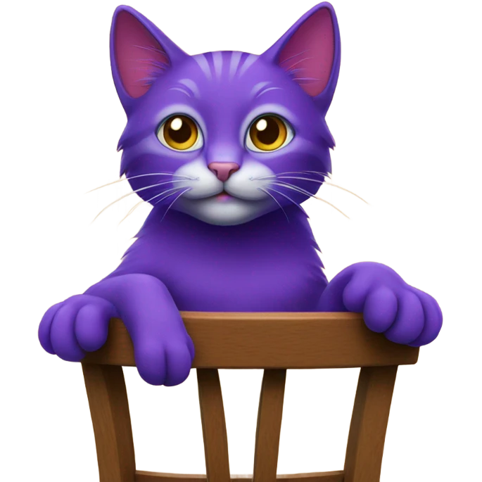 Purple cat climbing up a chair  emoji