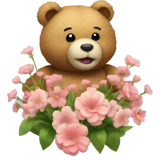 Teddy bear out of flowers emoji