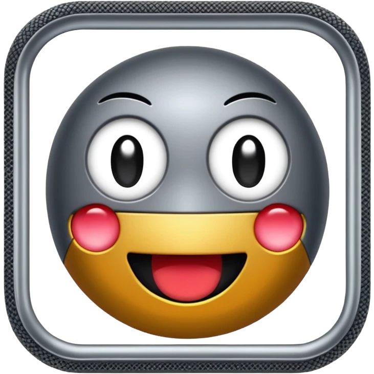 compact square scrub pad with dense textured metallic surface in dark silver tones, tightly woven mesh, slightly coarse matte finish, heavy-duty scouring, apple emoji style, soft lighting, subtle shadows, emoji scale emoji