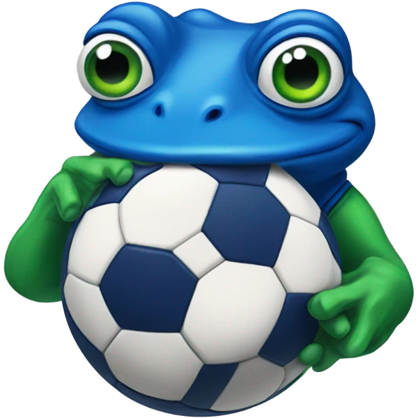 blue pepe frog in soccer jersey emoji