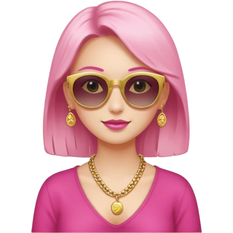 pink girl with wealth with sunglass on top emoji