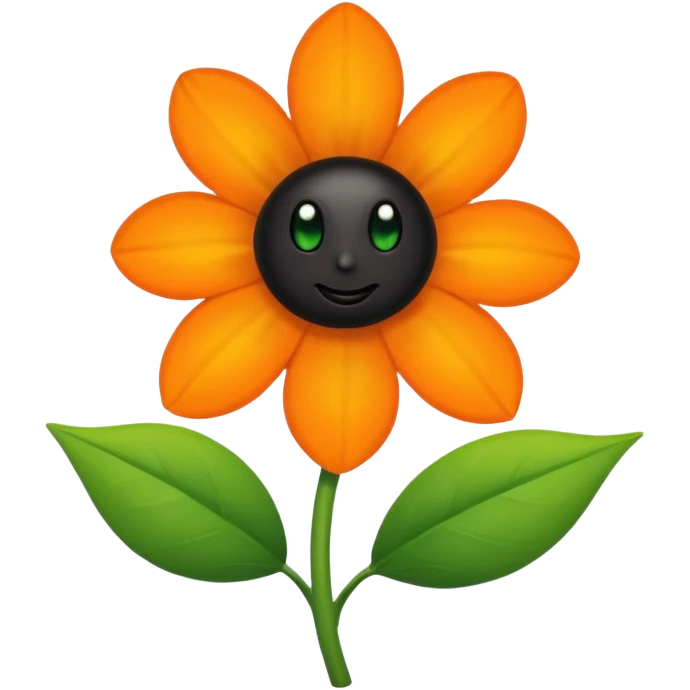 Green stem, white bud with black cartoony face: ;p. And six heart shaped yellowish orange petals emoji