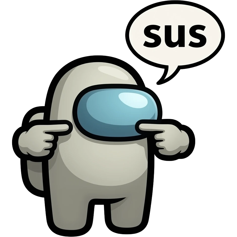 Among us Imposter saying sus emoji