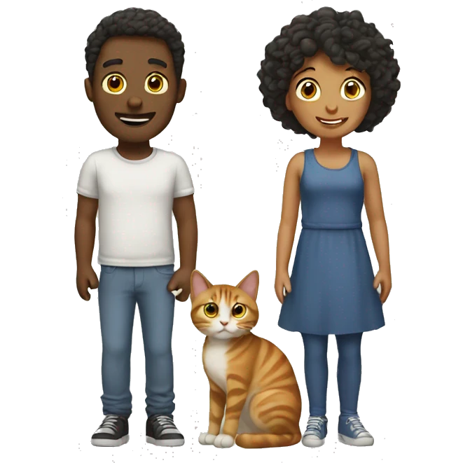 2 people and 2 cats emoji