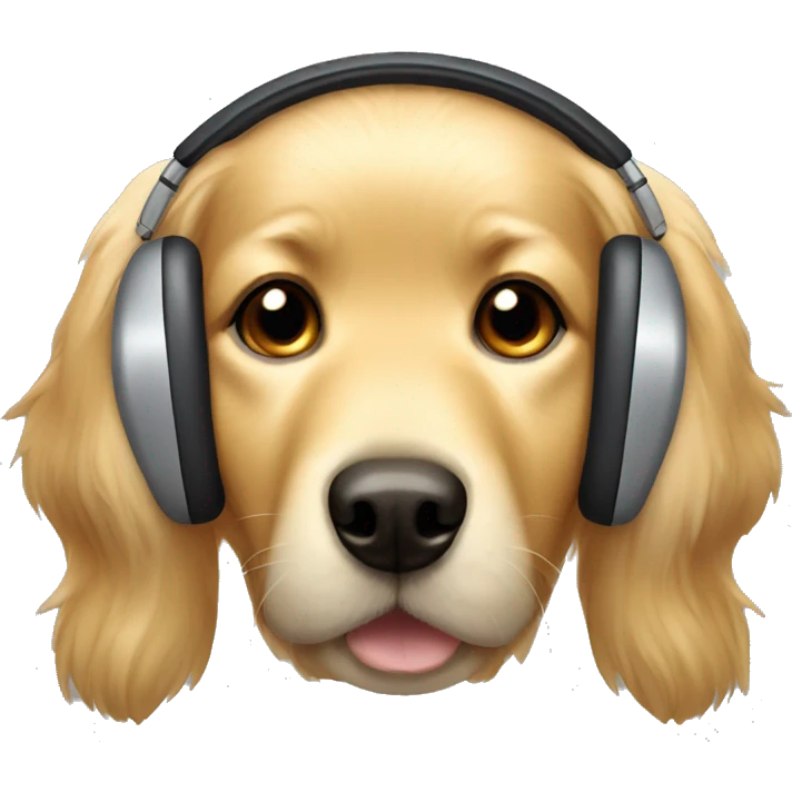 Golden Retriever wearing earmuffs emoji