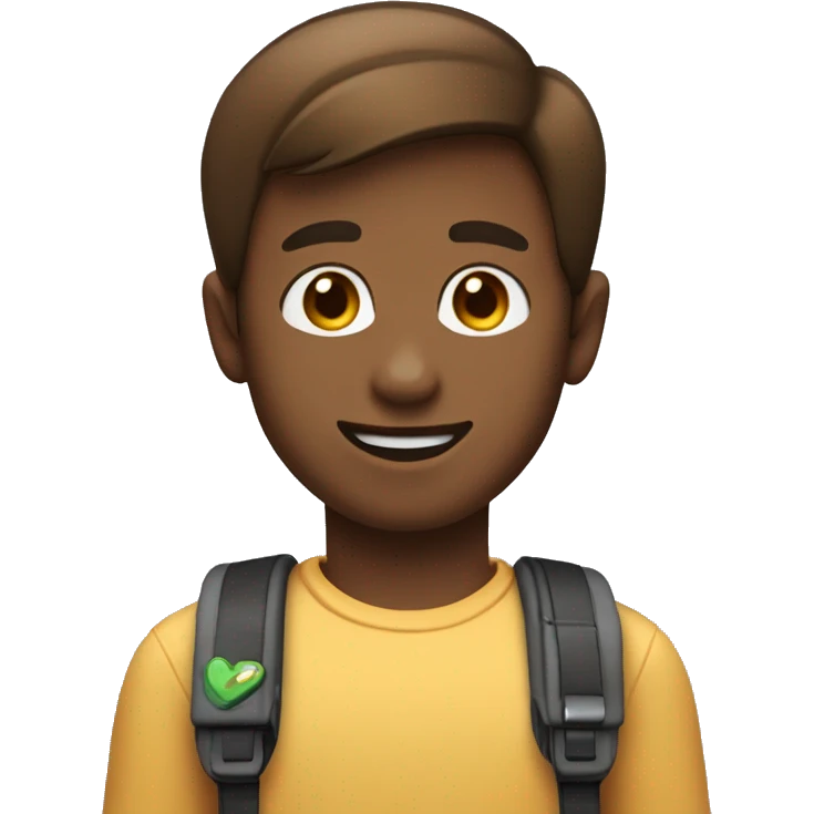 Create an emoji of a boy with brown hair and not-so-brown skin holding a Nintendo Switch and winking emoji