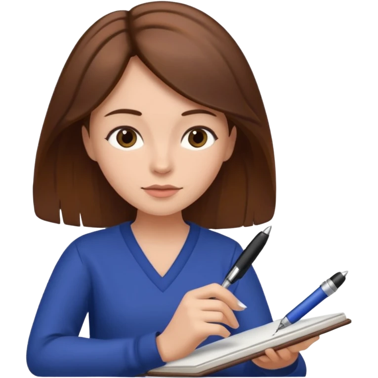 woman journaling with a pen emoji