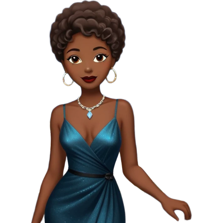 Black female jazz singer outside a jazz club at night in Paris, with city lights and Eiffel Tower in background emoji