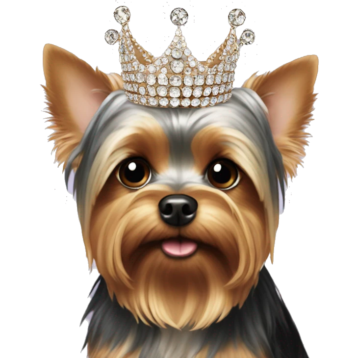 Yorkie's head in a crown of diamonds emoji
