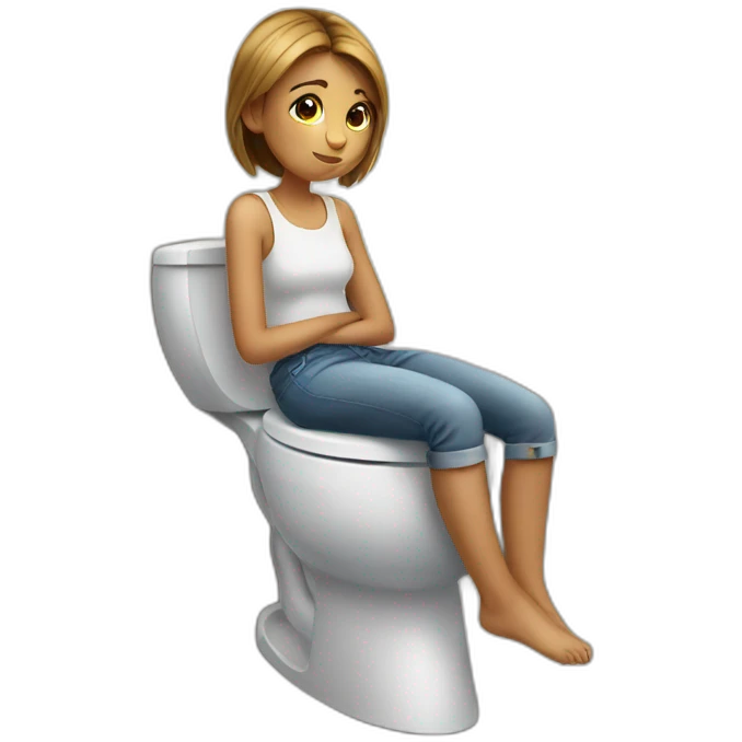 Girl is sitting on toilet emoji