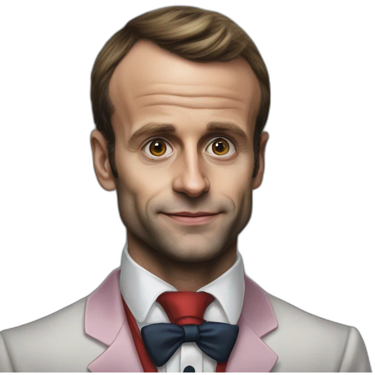 Macron as buggy d clown hyper realistic emoji