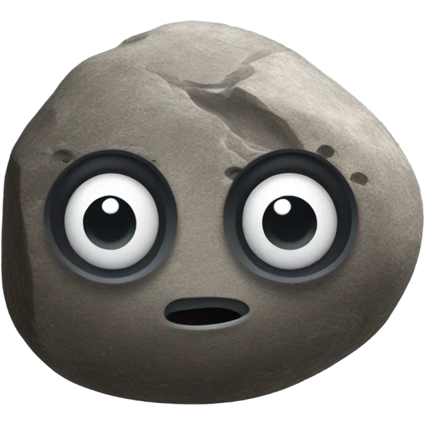 realistic rock with plastic googly eyes emoji